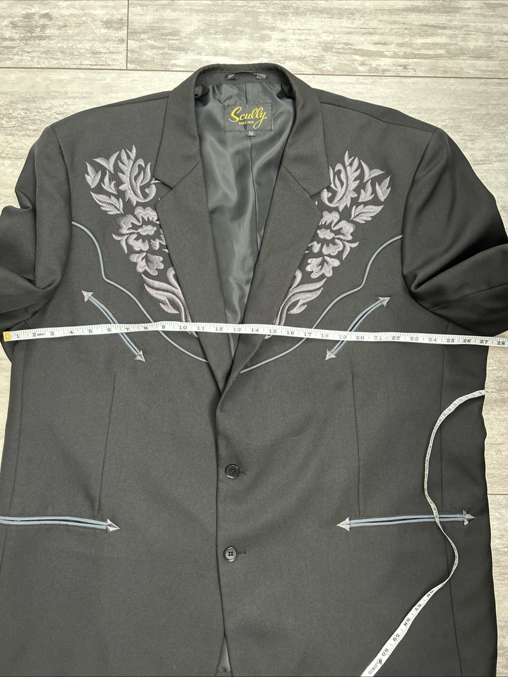 Scully Black Western Embroidered Sport Coat - Picture 13 of 16